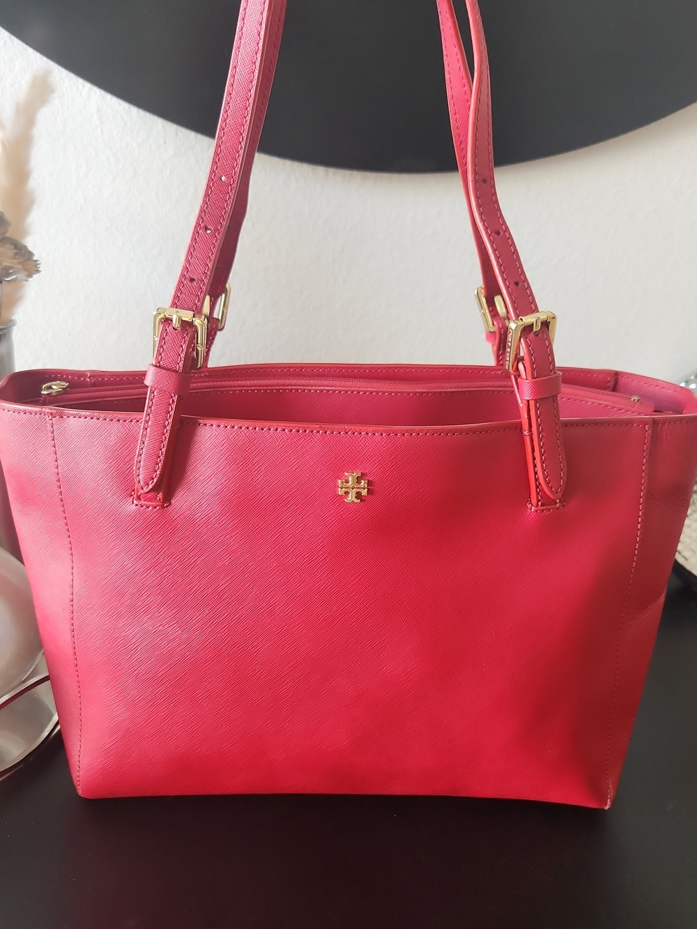 Tory Burch Red Saffiano Leather Tote